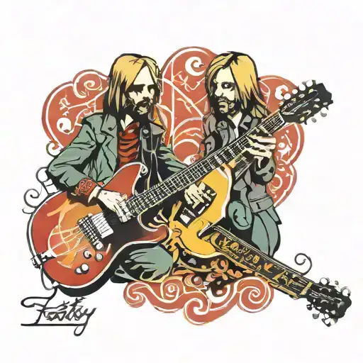 Tom Petty two guitars  tattoo design idea