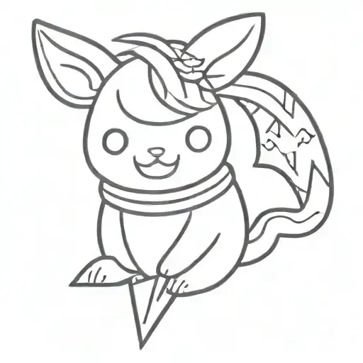 Kuromi rabbit with a knife tattoo design idea