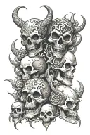 Skulls or demons, 2 central element tattoo design idea