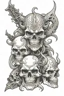 Skulls or demons, 2 central element tattoo design idea