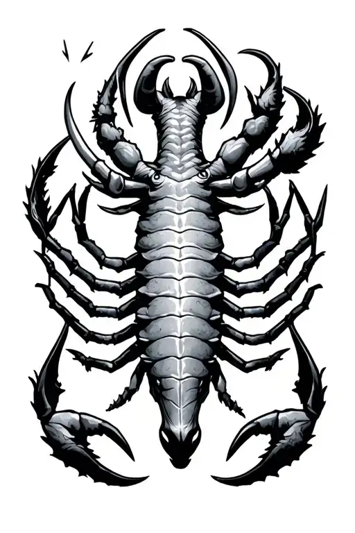 3 starsign creatures, a scorpio at the bottom, a taurus in the middle and a sagittarius at the top tattoo design idea