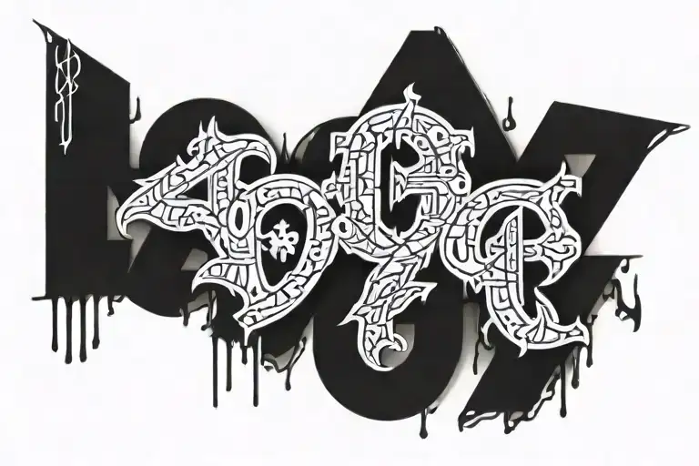 the nummber 211 with thug fonts tattoo design idea