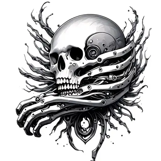 bio mechanical inner arm tattoo design idea