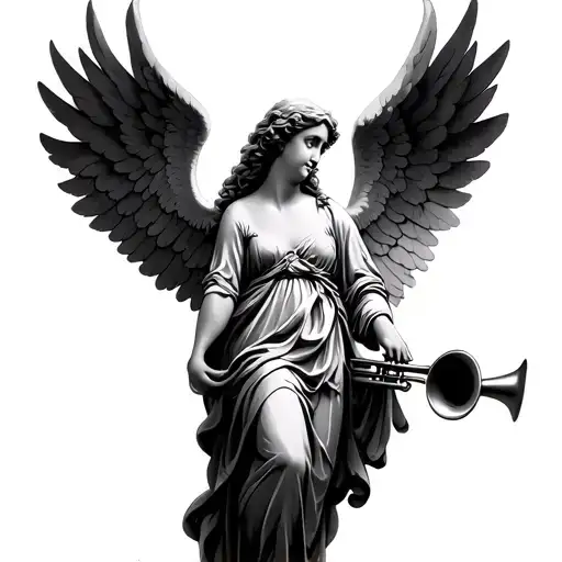 Angel With Trumpet tattoo design idea