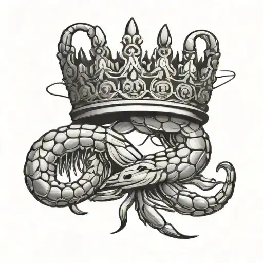 shrimp bow crown tattoo design idea