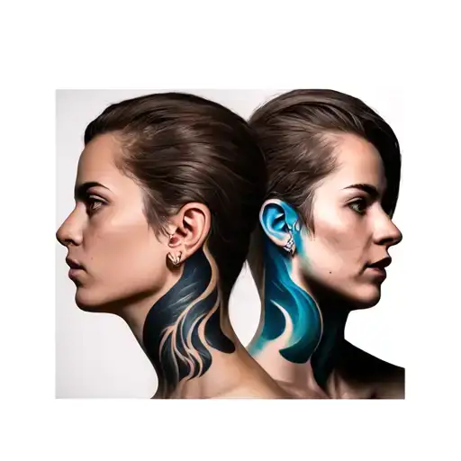 double face sleeve tattoo design idea