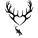 "Gone Bush Forever Free" "Gone Bush Forever Free" "Gone Bush Forever Free" deer antlers making a heart with a fish jumping tattoo design idea
