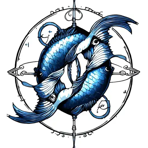 Pisces an libra symbol merging tattoo design idea