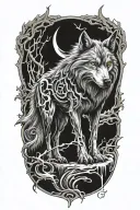 wolf standing tattoo design idea