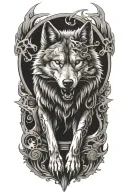 wolf standing tattoo design idea