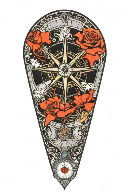 map with compass rose with intricate tattoo design idea