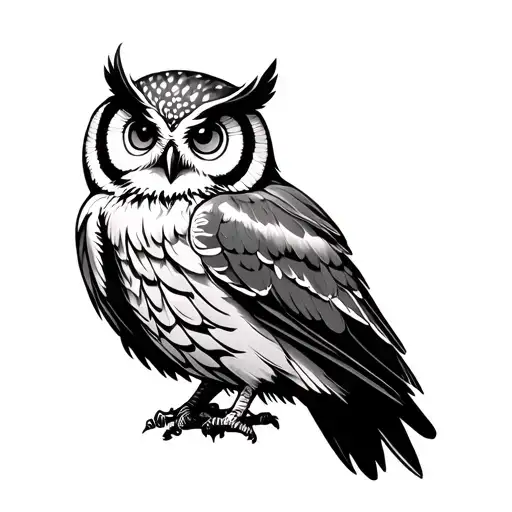 Japanese Style Owl tattoo design idea