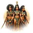 Egyptian goddess, Leo, Virgo, Irish knotting, 2 warriors defending the goddess tattoo design idea