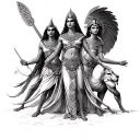 Egyptian goddess, Leo, Virgo, Irish knotting, 2 warriors defending the goddess tattoo design idea