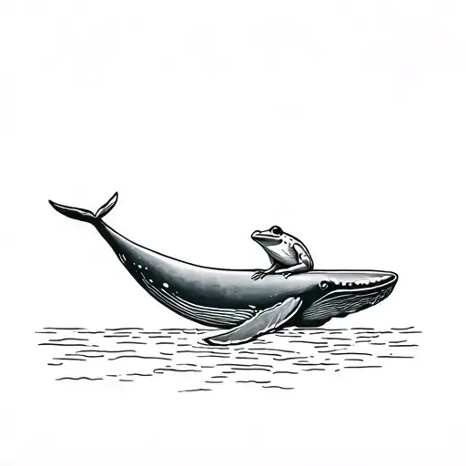frog sitting on humpback whale tattoo design idea