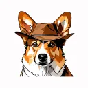 corgi dressed as indiana jones tattoo design idea
