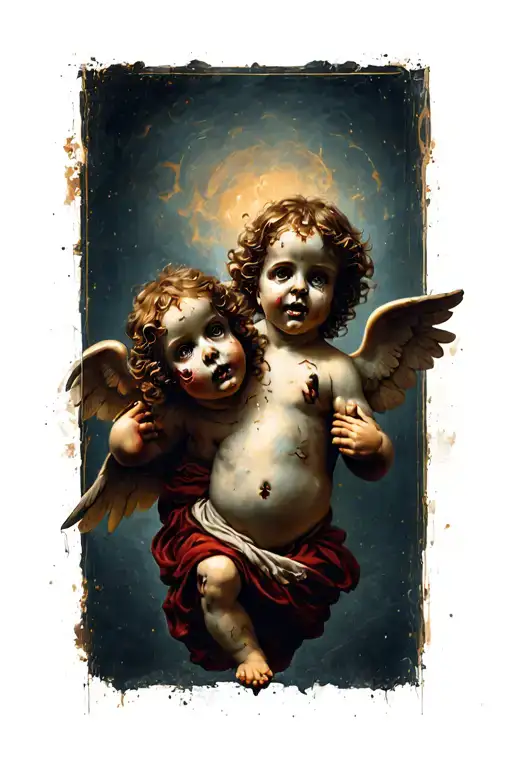 horror cherubs tattoo design idea