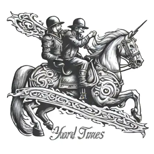 "Hard Times" and something representing a battle within your mind  tattoo design idea
