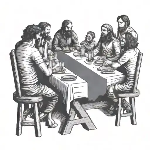 The last supper table the Brazil flag as the table wood  tattoo design idea