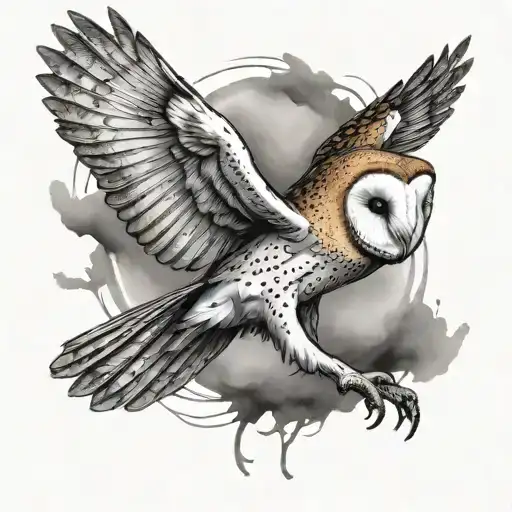 barn owl flying tattoo design idea