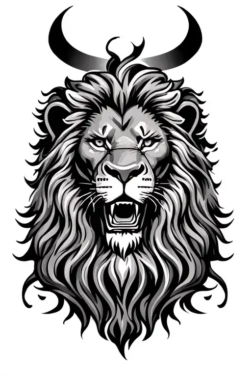 hustle god lion tattoo design idea