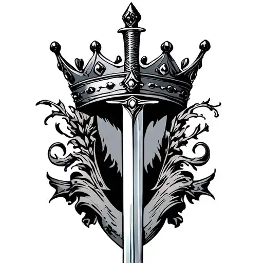 civic crown with sword in the middle tattoo design idea