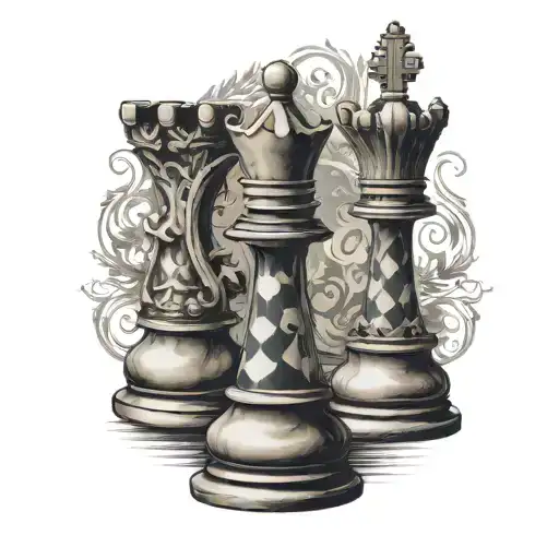 Chess pieces gothic tattoo design idea