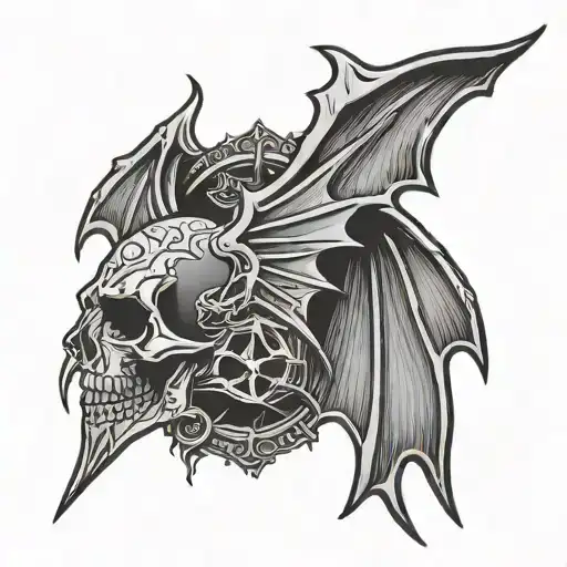 Avenged Sevenfold deathbat logo side profile tattoo design idea