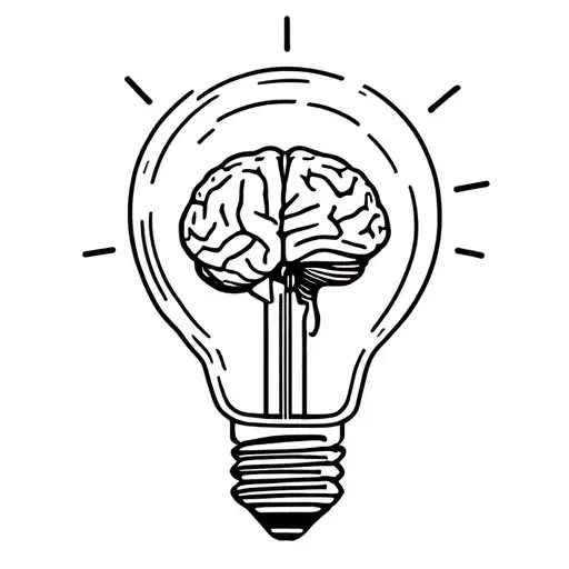 lightbulb with anatomical brain inside representing adhd tattoo design idea