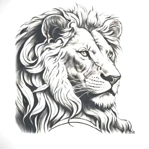 statue of a lion tattoo design idea
