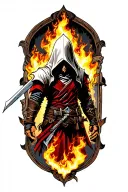 assassins creed with fire tattoo design idea