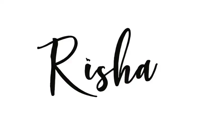 Name of my wife Risha. I need it on the forearm near to the elbow opposite side horizontal. Should be related to love tattoo design idea