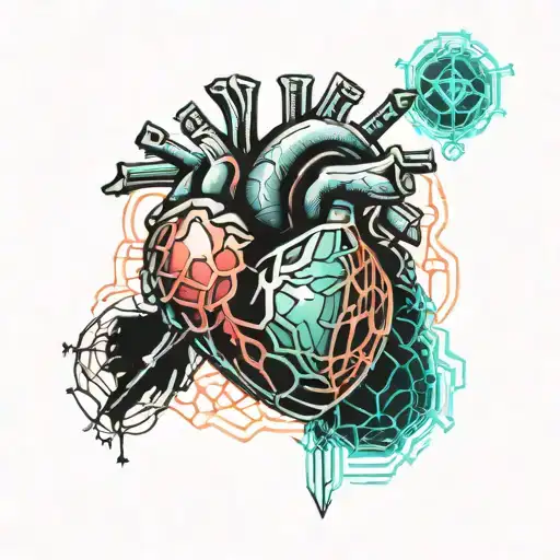 anatomically correct human heart tattoo design idea