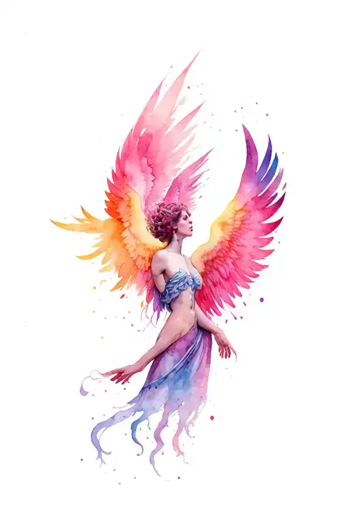 ego death angel tattoo design idea