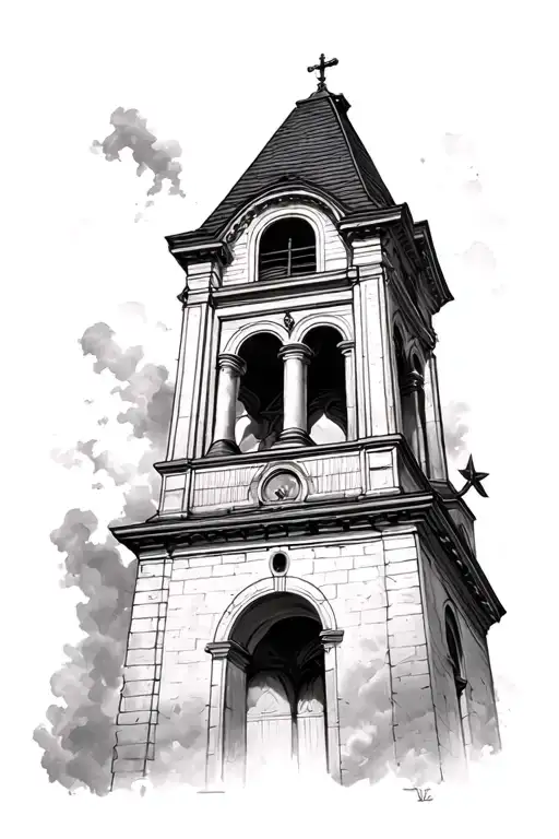 bell tower tattoo design idea