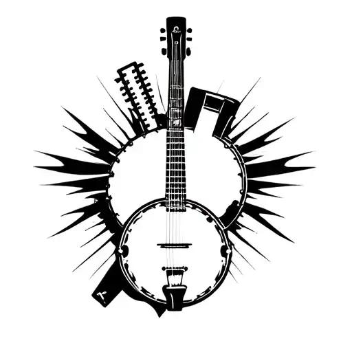 Banjo & Harmonica tattoo design idea