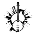 Banjo & Harmonica tattoo design idea