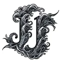 waves and initials jj tattoo design idea