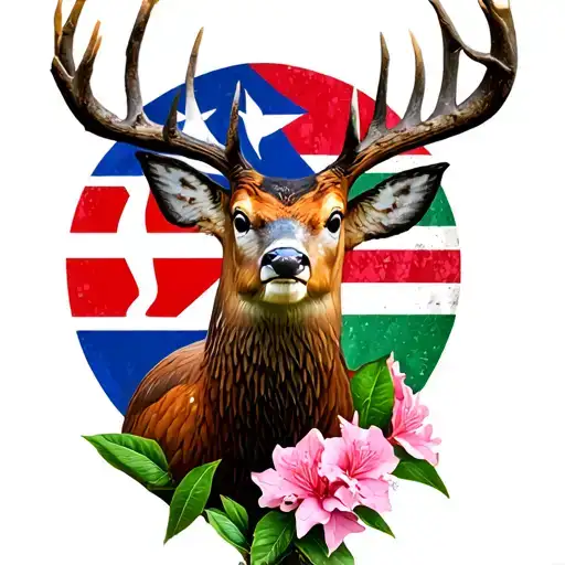 Northern Red Oak tree, Cuban flag, Azorean Flag, Oriole, White tail deer, Pacific Rhododendron tattoo design idea