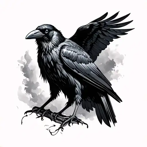 A crow with little details tattooing that the actor in The Crow bears on his body tattoo design idea
