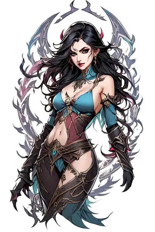Verkhovna Witcher Evelynn from the League of Legends tattoo design idea