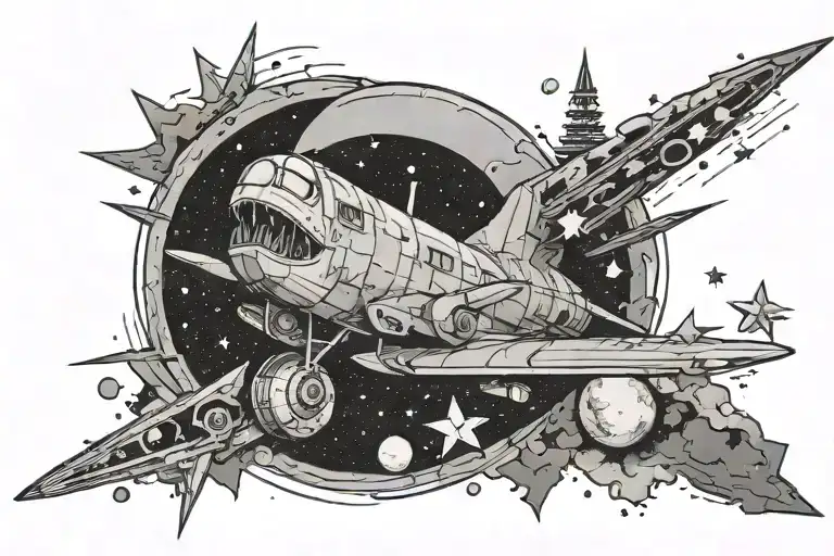 through rough to the stars illustrated tattoo design idea