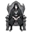 Itachi Uchiha sitting on a throne tattoo design idea