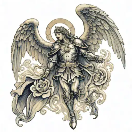 arc Angel saint Michael tattoo design idea