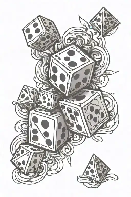 dice symbol for quitting gambling with geo symetric tattoo in black  tattoo design idea