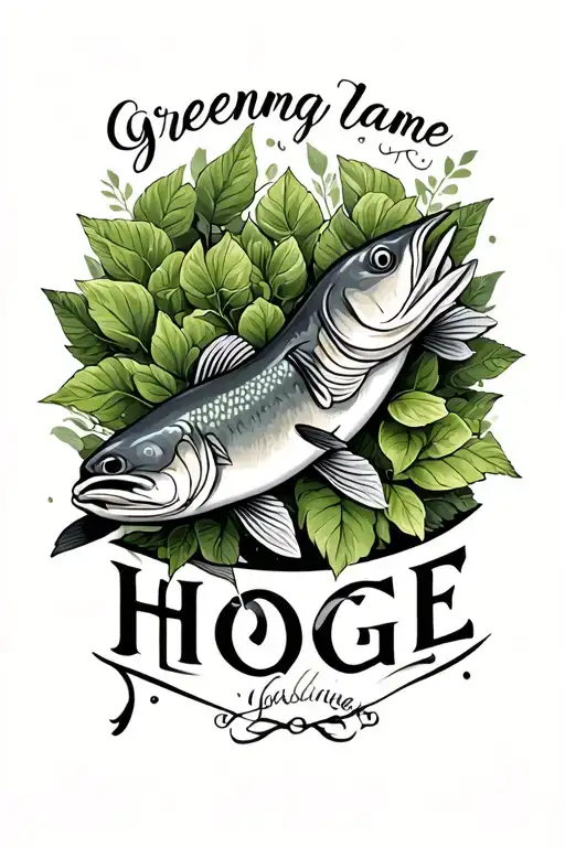 Greenery in the background paying homage to the last name greenling, also incorporating the last name Hoge in text. tattoo design idea