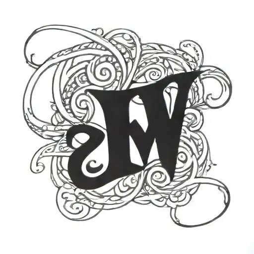initials A.W intertwined symbolizing soulmates twin flame  tattoo design idea