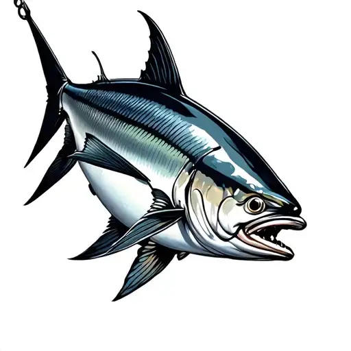 commercial tuna trolling tattoo design idea