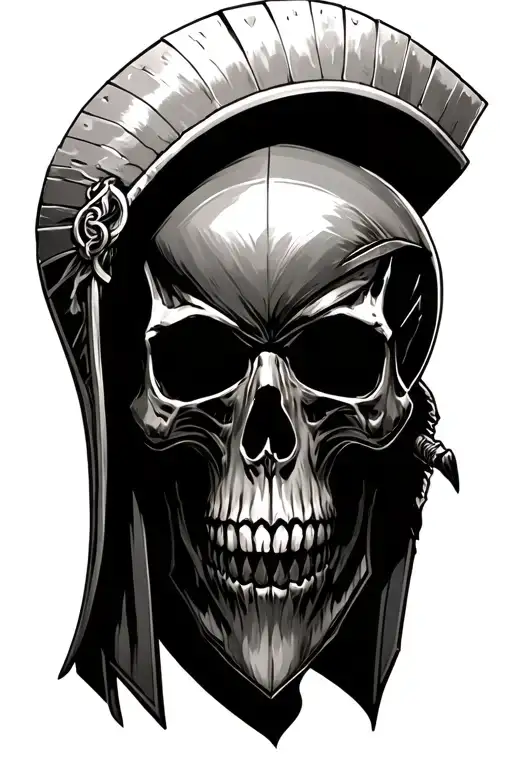 skull and spartan tattoo design idea