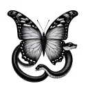 2 headed snake butterfly tattoo design idea